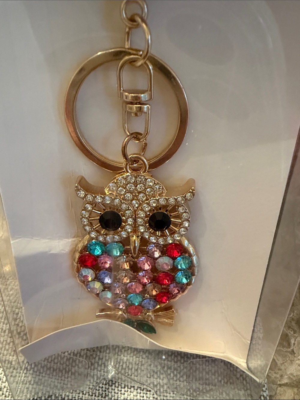 Jewel Keychain Multicolor Owl Pendant - Picture 3 of 6